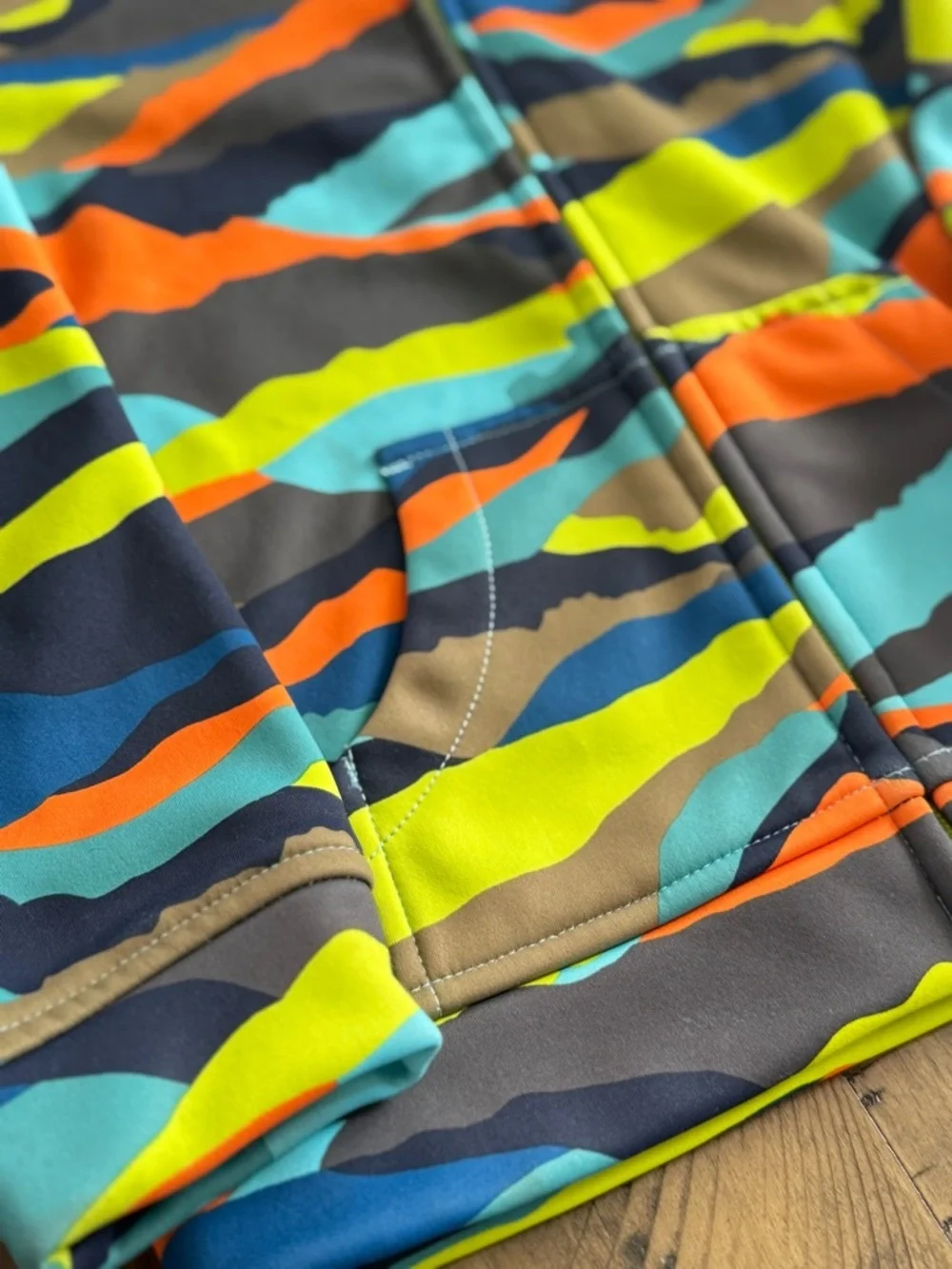Burton Kids Zip Hoodie in Blue, Green & Orange Camo
